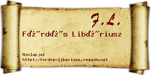 Fördős Libériusz névjegykártya